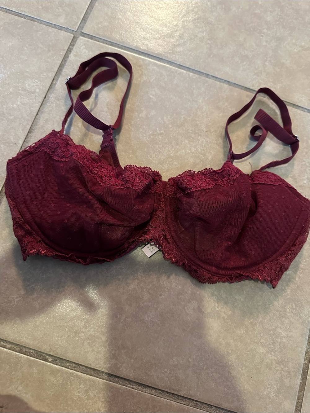 Dobreva 36D Burgundy Lace Underwire Bra Discontinued